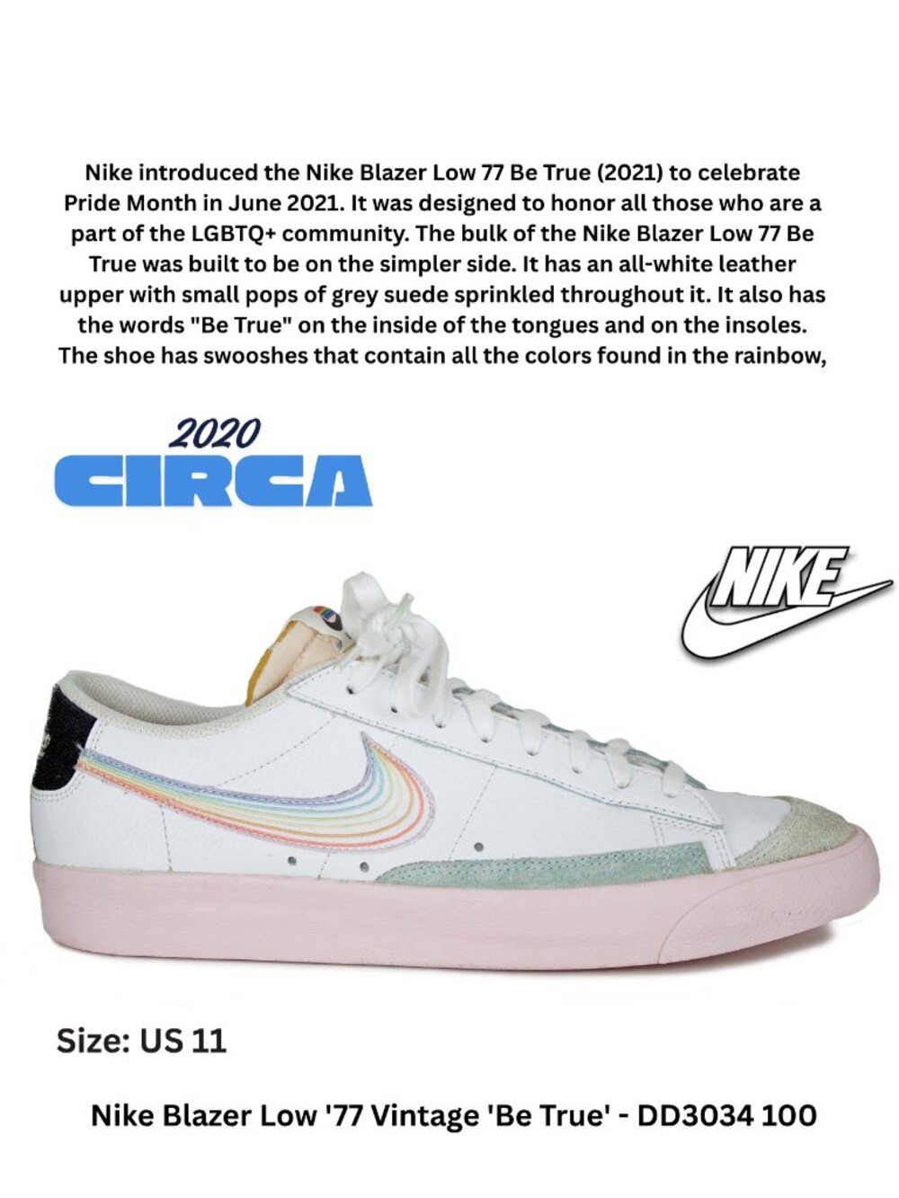 Nike Blazer Low '77 Vintage 'Be True' - DD3034 100